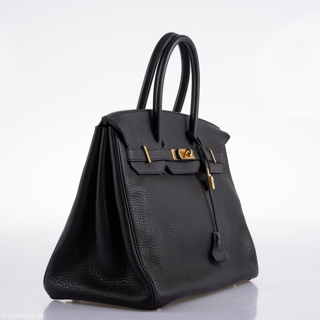 Hermes Birkin 35 Black Clemence Leather Gold Hardware - Square N - Exclusu