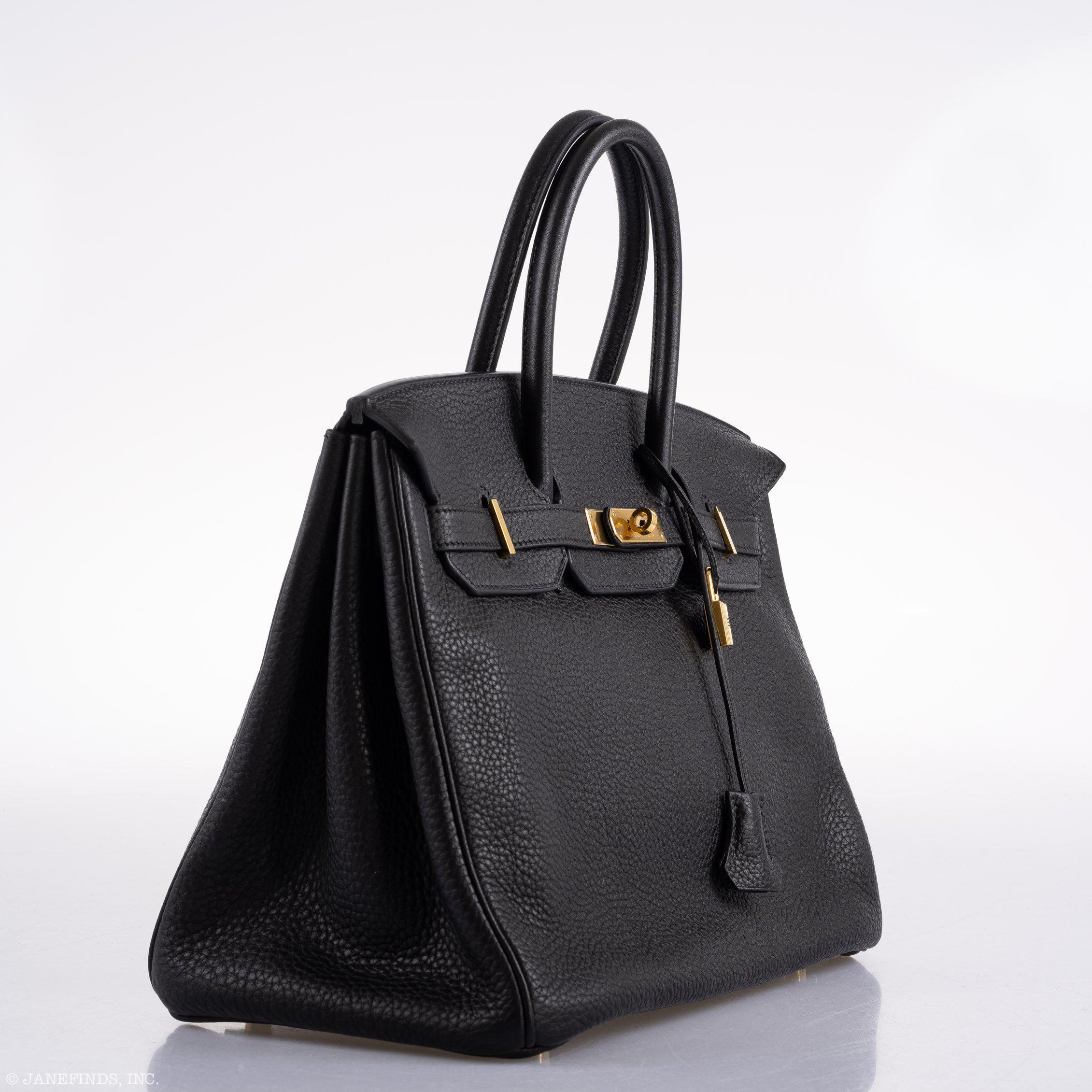 Hermes Birkin 35 Black Clemence Leather Gold Hardware - Square N - Exclusu