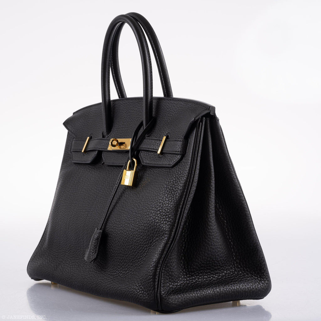 Hermes Birkin 35 Black Clemence Leather Gold Hardware - Square N - Exclusu
