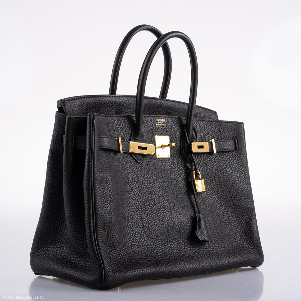 Hermes Birkin 35 Black Clemence Leather Gold Hardware - Square N - Exclusu