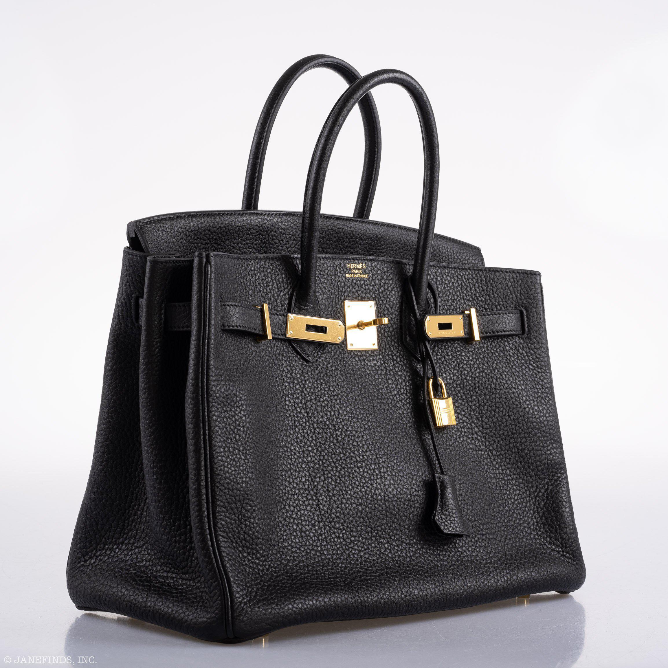 Hermes Birkin 35 Black Clemence Leather Gold Hardware - Square N - Exclusu