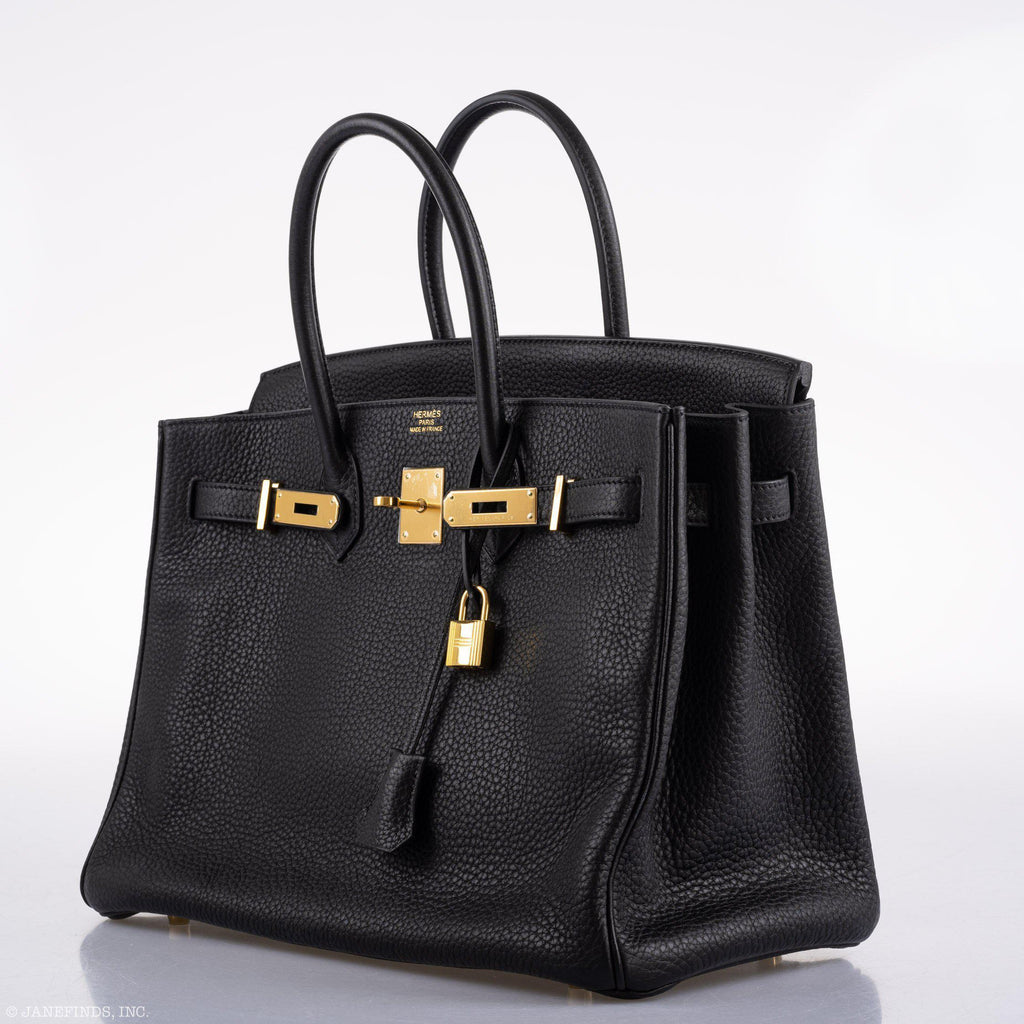 Hermes Birkin 35 Black Clemence Leather Gold Hardware - Square N - Exclusu