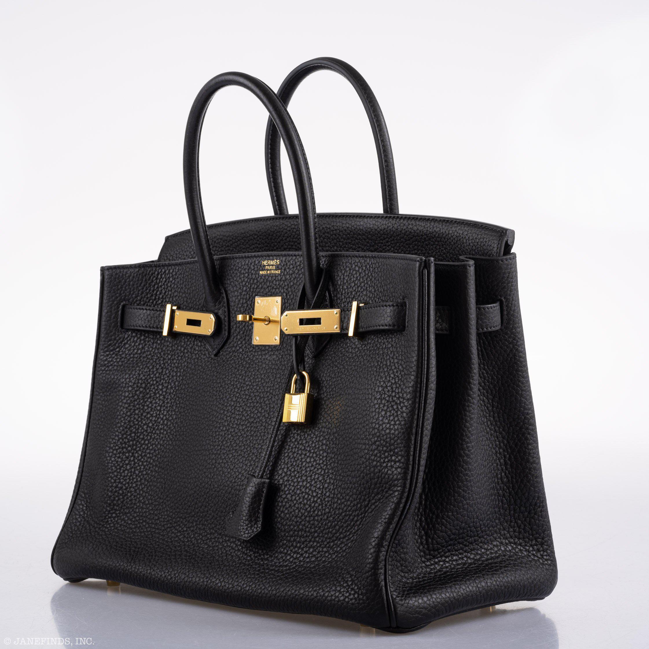 Hermes Birkin 35 Black Clemence Leather Gold Hardware - Square N - Exclusu
