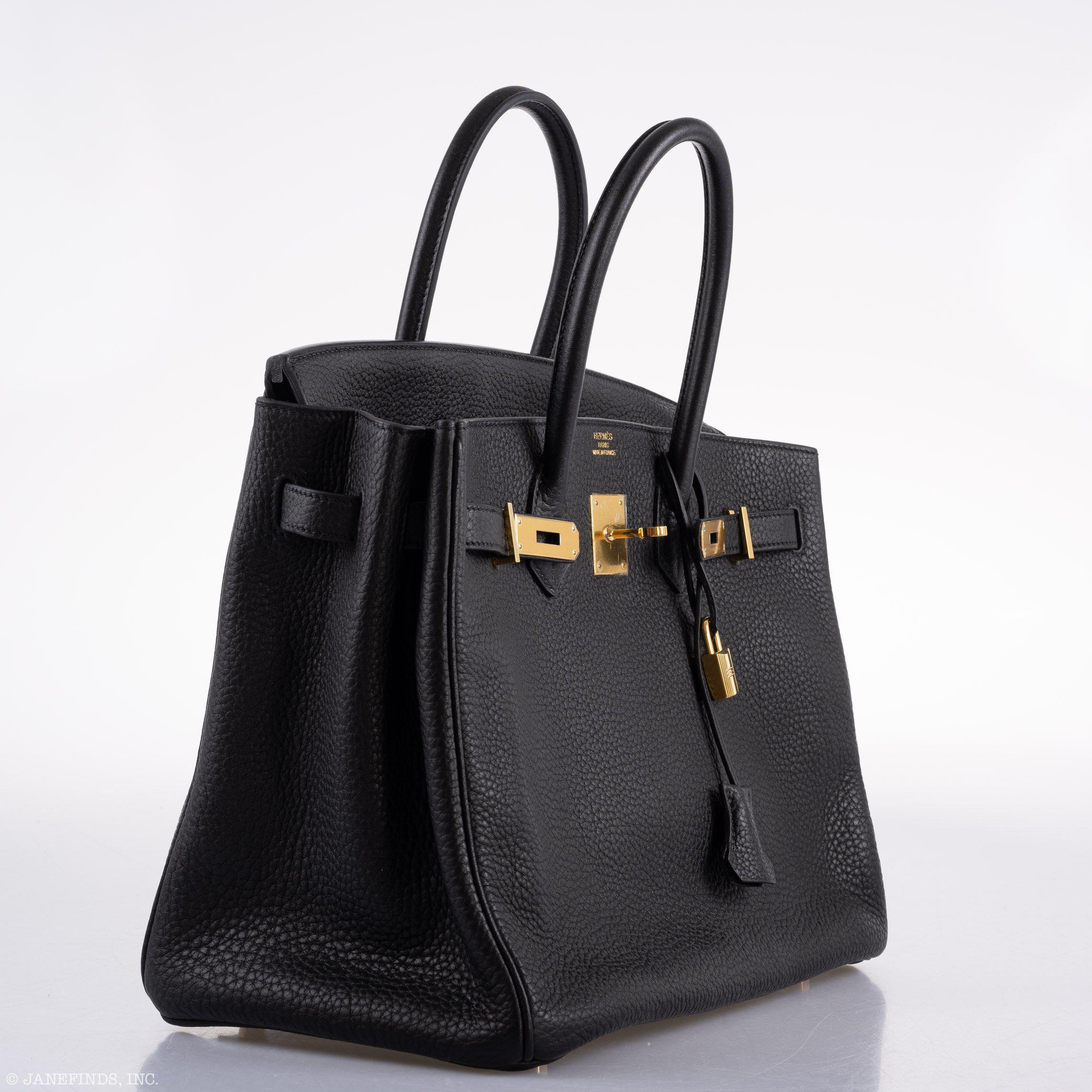 Hermes Birkin 35 Black Clemence Leather Gold Hardware - Square N - Exclusu