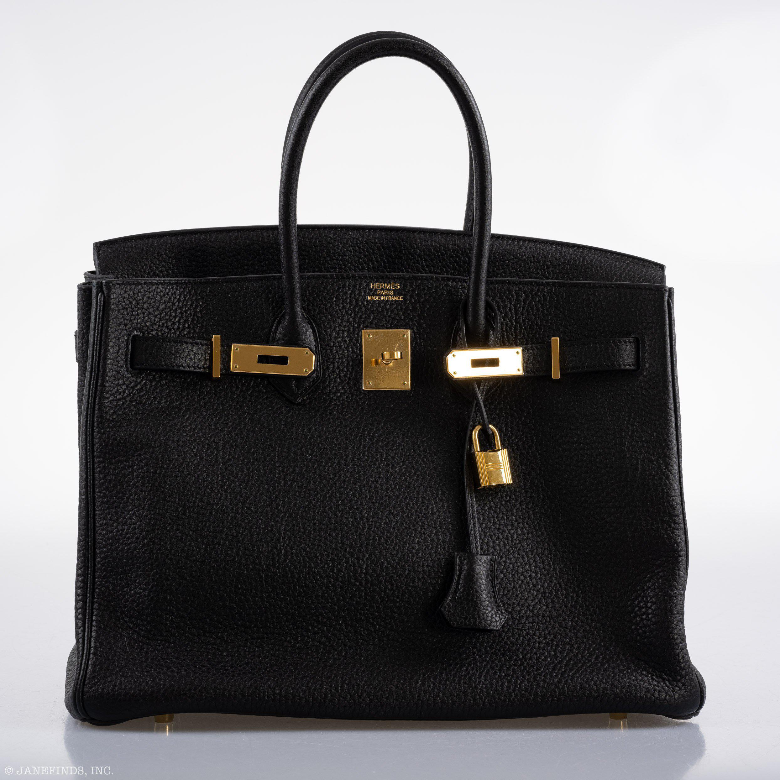 Hermes Birkin 35 Black Clemence Leather Gold Hardware - Square N - Exclusu