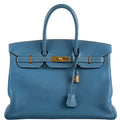 Hermes Birkin 35 Blue Jean Togo Gold Hardware - Square G - Exclusu