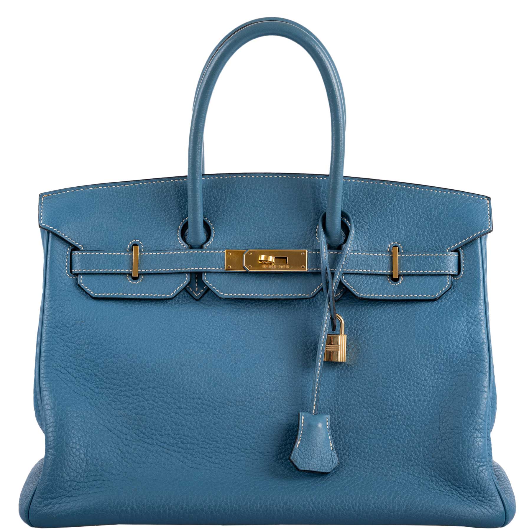 Hermes Birkin 35 Blue Jean Togo Gold Hardware - Square G - Exclusu