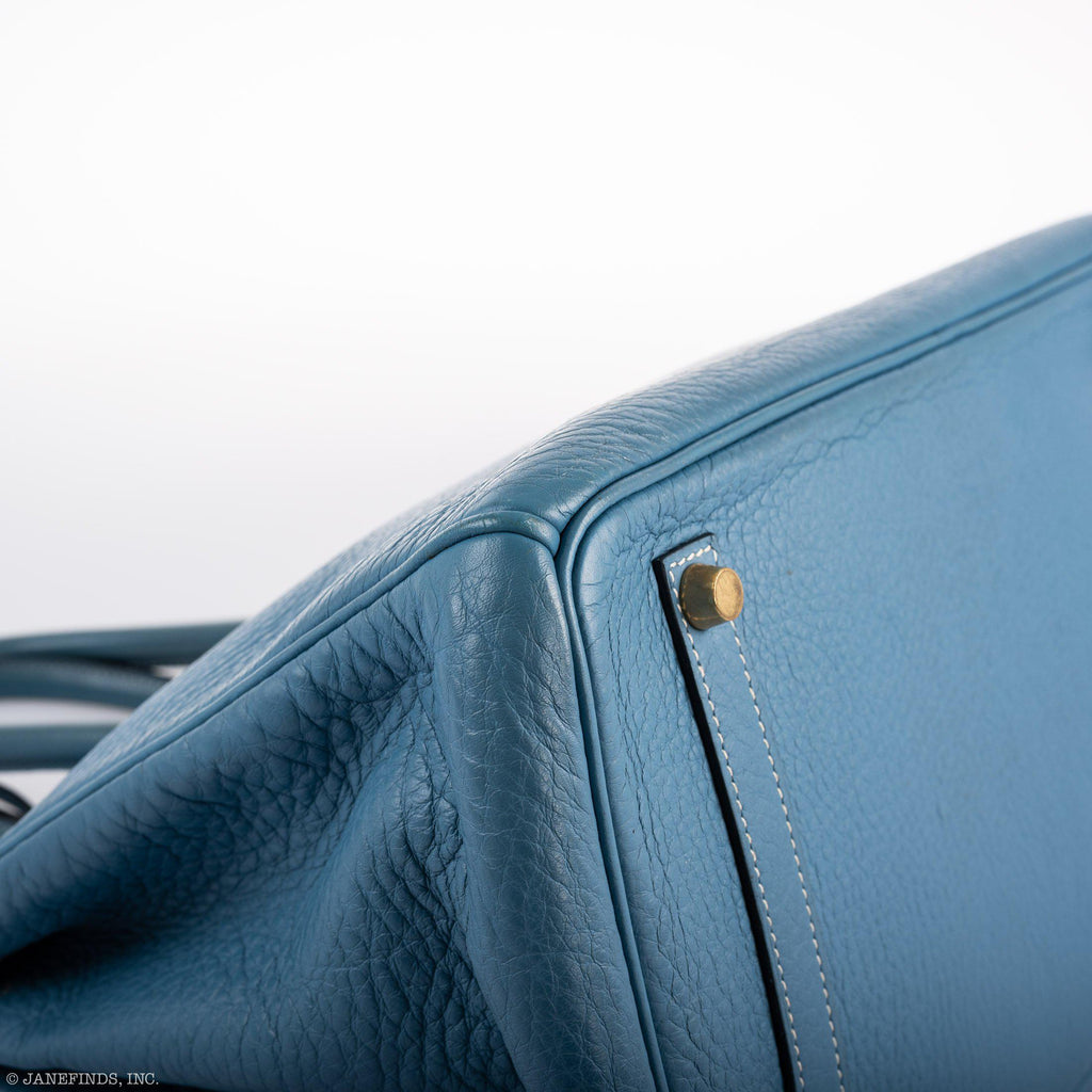 Hermes Birkin 35 Blue Jean Togo Gold Hardware - Square G - Exclusu