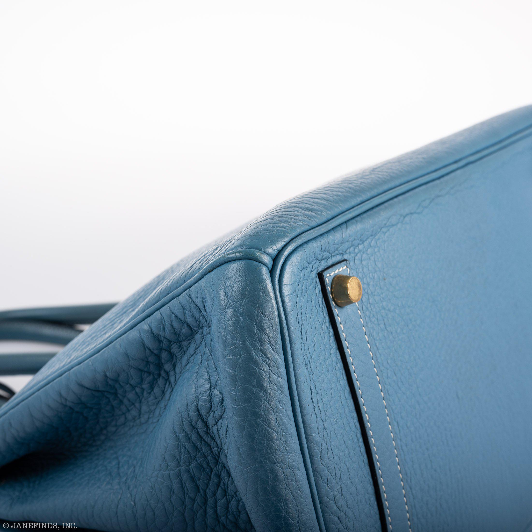 Hermes Birkin 35 Blue Jean Togo Gold Hardware - Square G - Exclusu