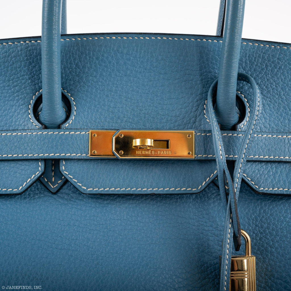 Hermes Birkin 35 Blue Jean Togo Gold Hardware - Square G - Exclusu