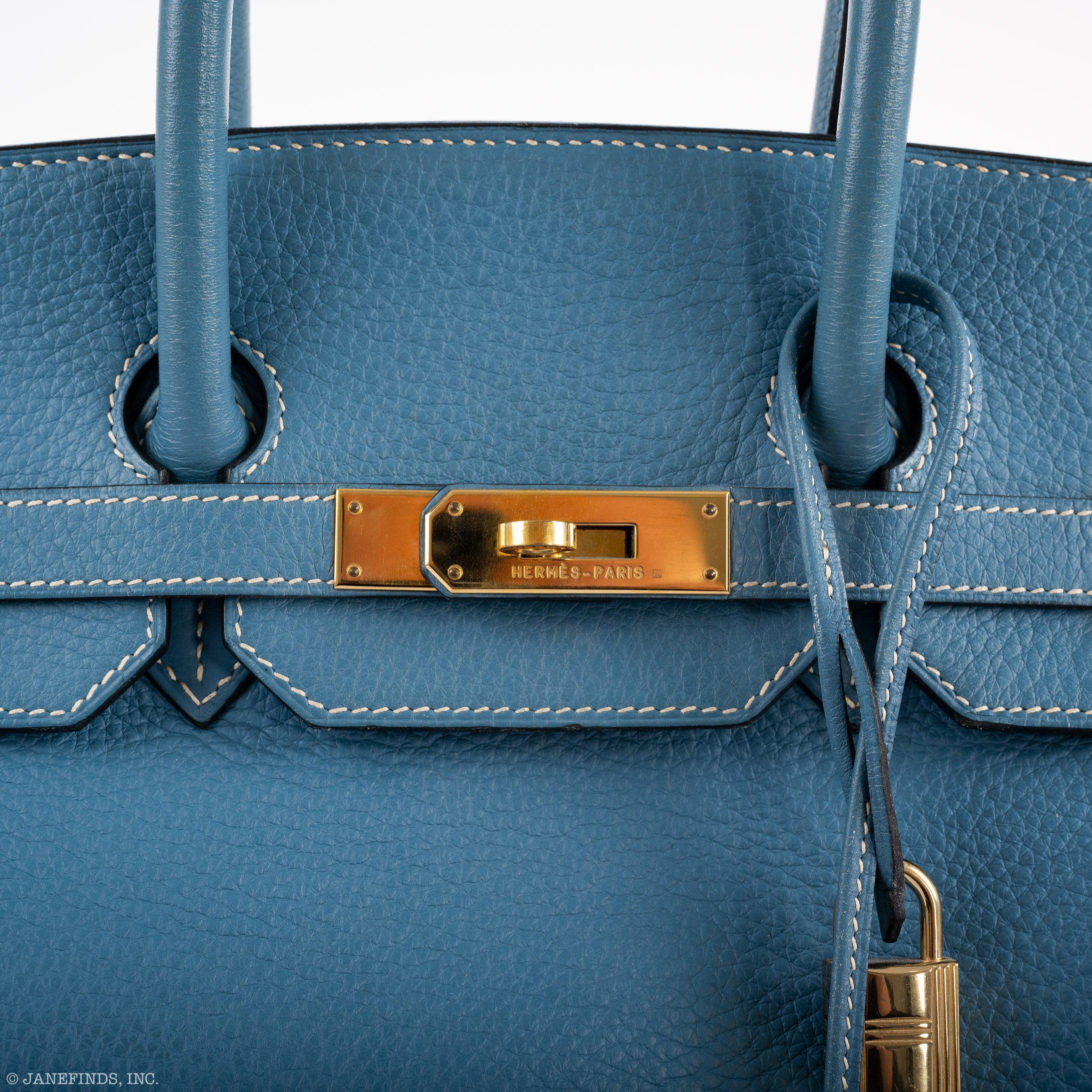 Hermes Birkin 35 Blue Jean Togo Gold Hardware - Square G - Exclusu