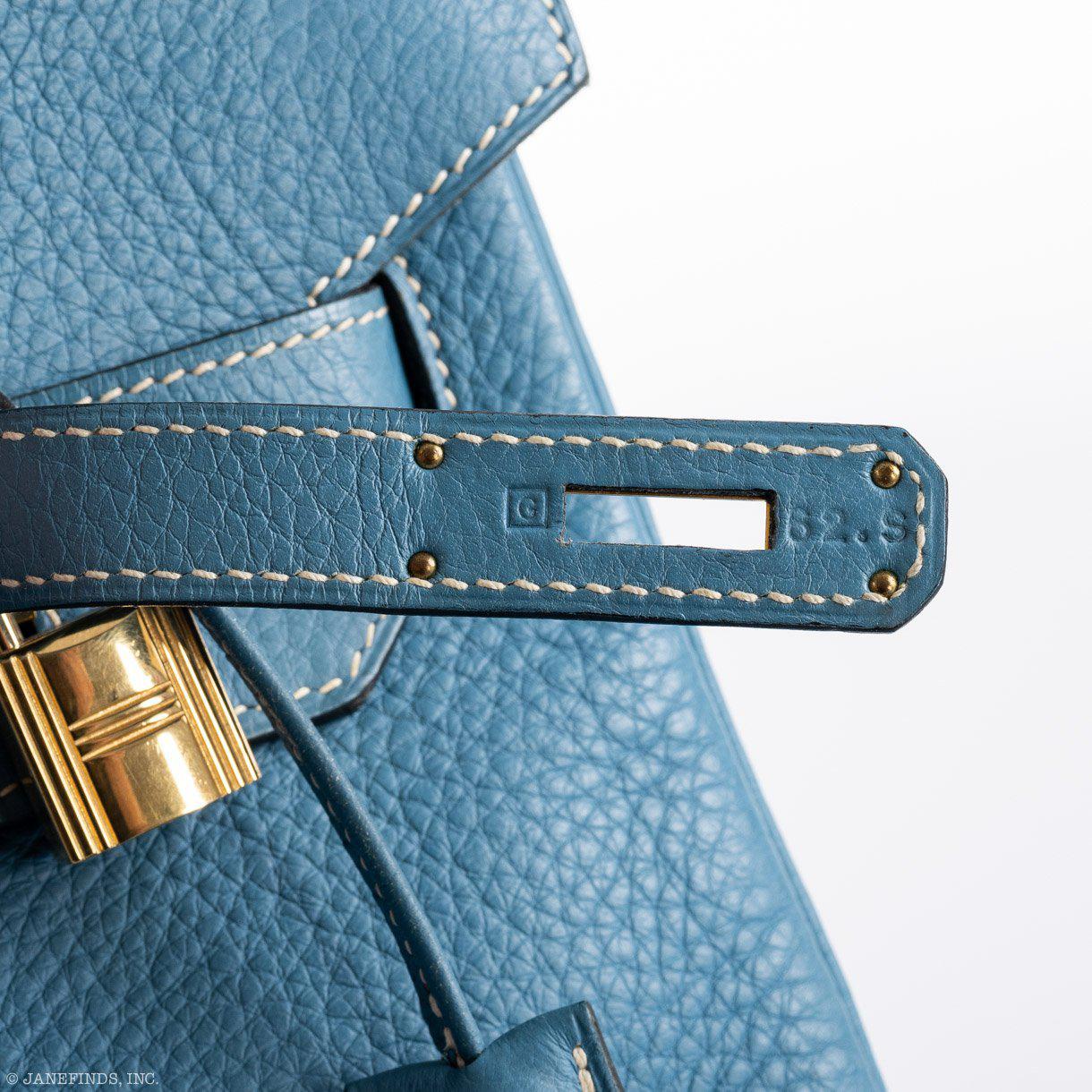 Hermes Birkin 35 Blue Jean Togo Gold Hardware - Square G - Exclusu