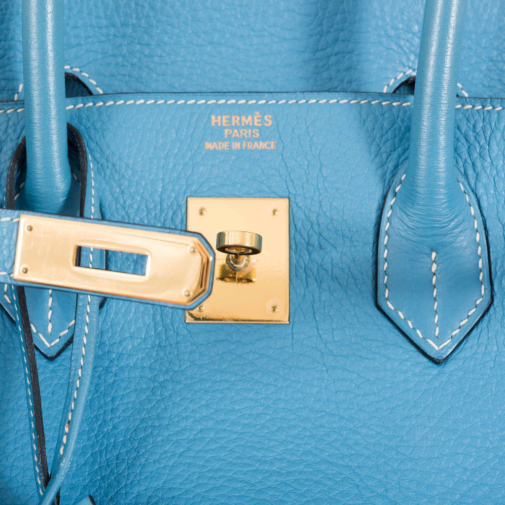 Hermes Birkin 35 Blue Jean Togo Gold Hardware - Square G - Exclusu