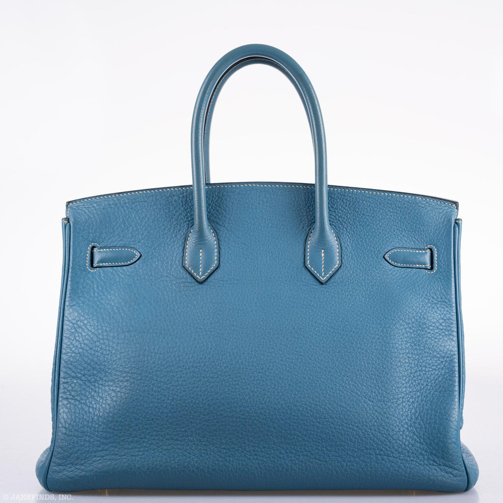 Hermes Birkin 35 Blue Jean Togo Gold Hardware - Square G - Exclusu