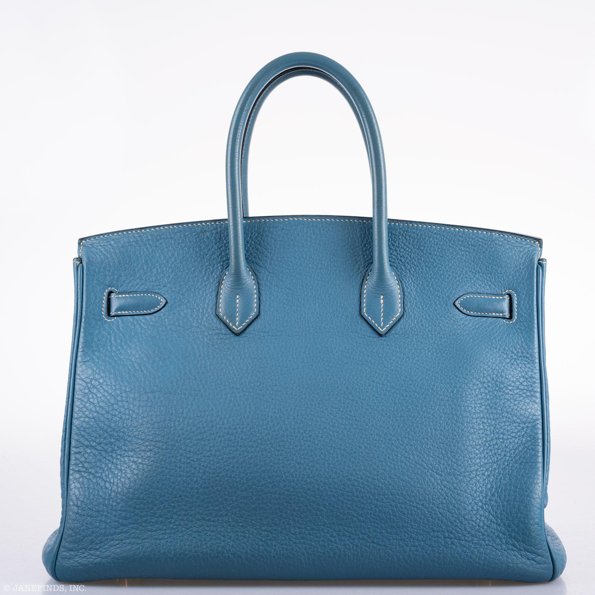 Hermes Birkin 35 Blue Jean Togo Gold Hardware - Square G - Exclusu