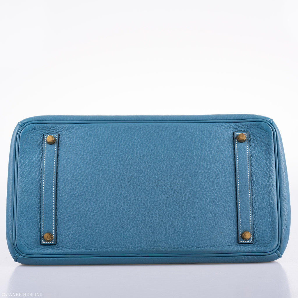 Hermes Birkin 35 Blue Jean Togo Gold Hardware - Square G - Exclusu