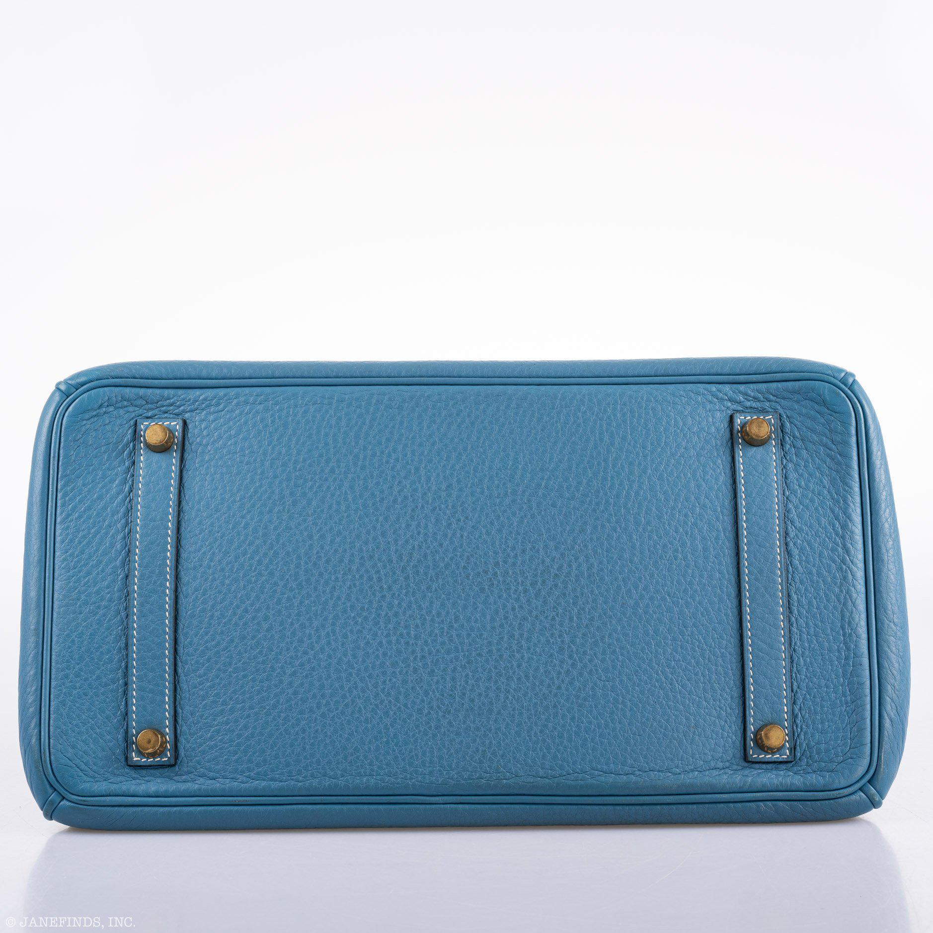 Hermes Birkin 35 Blue Jean Togo Gold Hardware - Square G - Exclusu