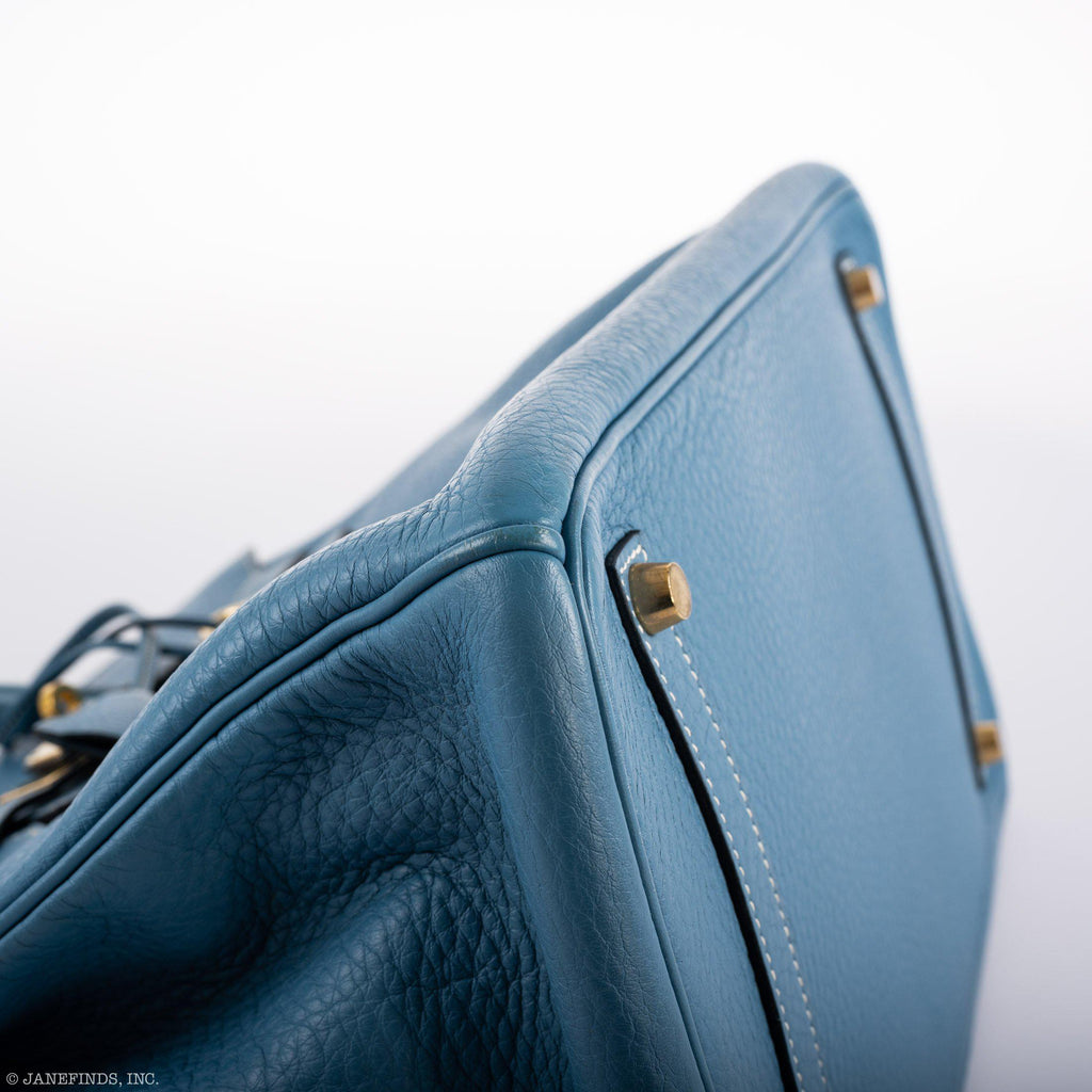 Hermes Birkin 35 Blue Jean Togo Gold Hardware - Square G - Exclusu