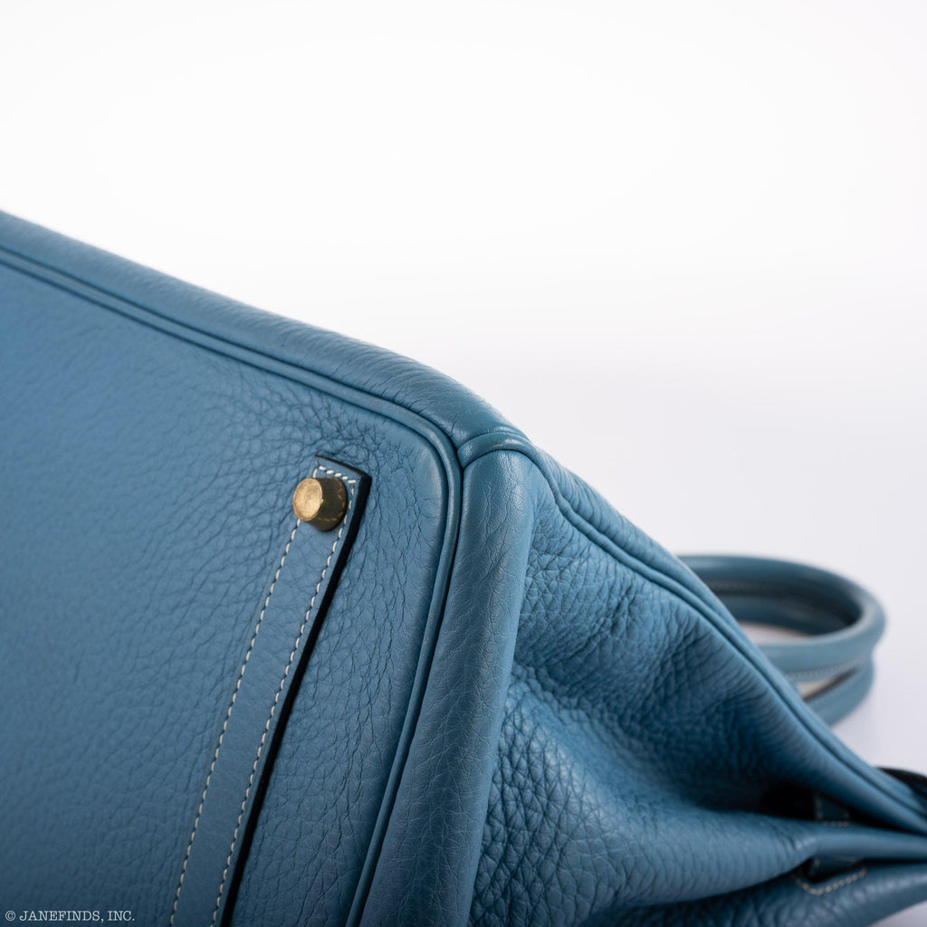 Hermes Birkin 35 Blue Jean Togo Gold Hardware - Square G - Exclusu