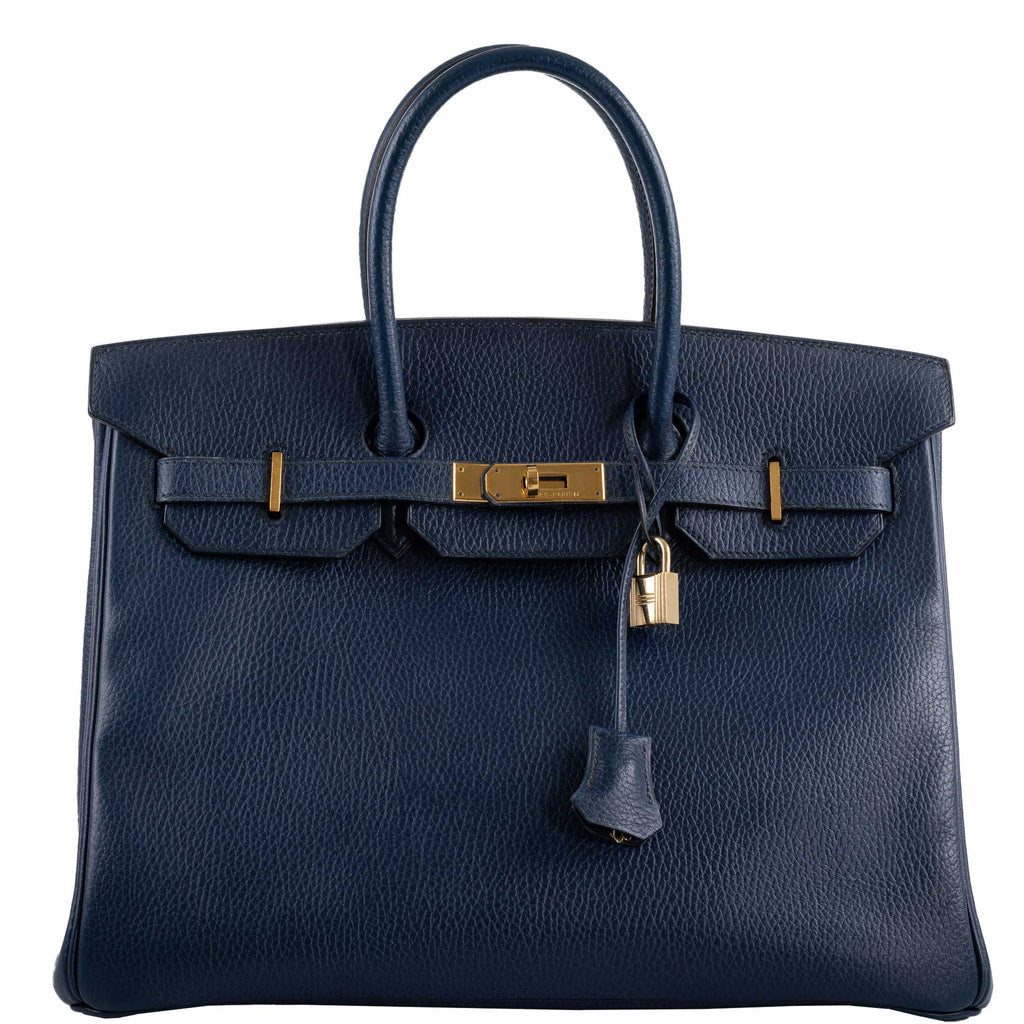 Hermes Birkin 35 Blue Saphire Ardennes leather Gold Hardware - Z Circle - Exclusu