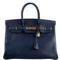 Hermes Birkin 35 Blue Saphire Ardennes leather Gold Hardware - Z Circle - Exclusu