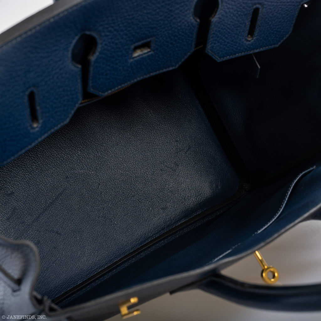 Hermes Birkin 35 Blue Saphire Ardennes leather Gold Hardware - Z Circle - Exclusu