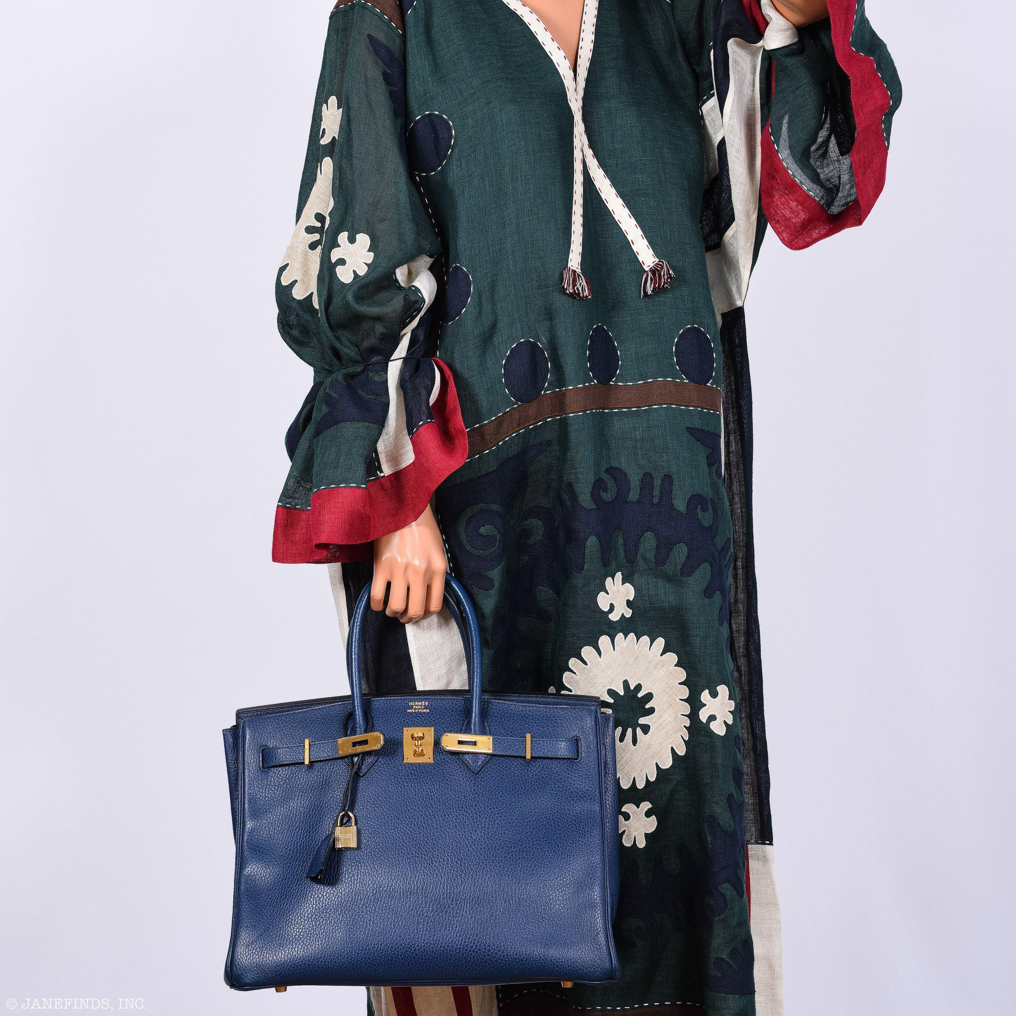 Hermes Birkin 35 Blue Saphire Ardennes leather Gold Hardware - Z Circle - Exclusu