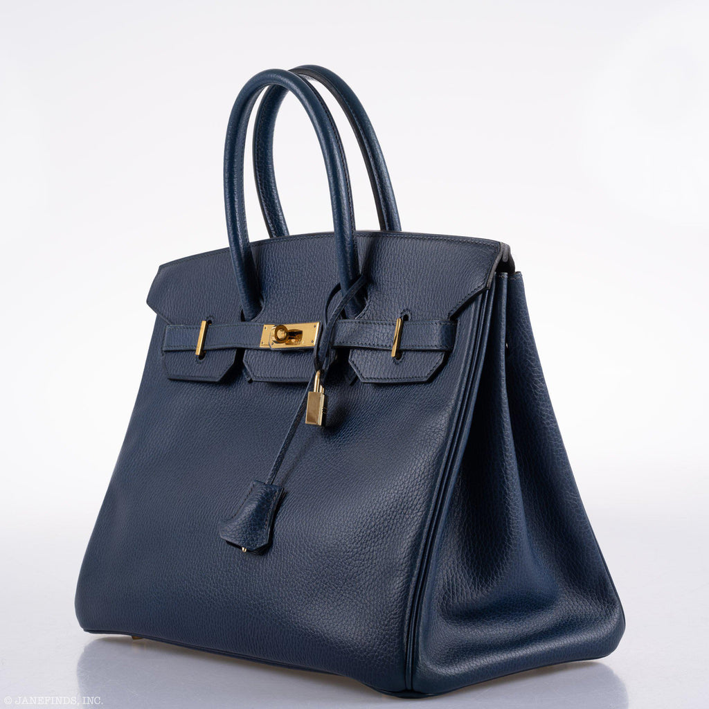 Hermes Birkin 35 Blue Saphire Ardennes leather Gold Hardware - Z Circle - Exclusu