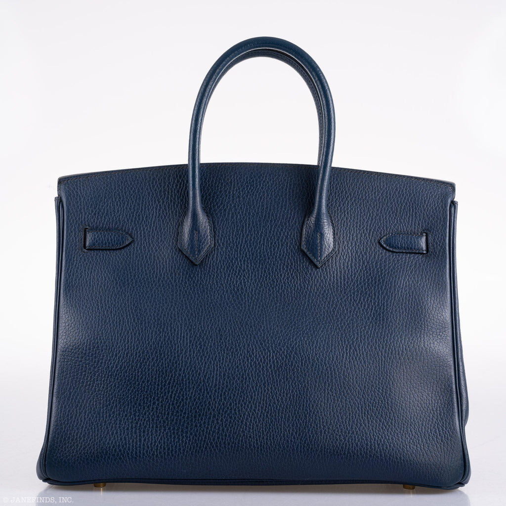 Hermes Birkin 35 Blue Saphire Ardennes leather Gold Hardware - Z Circle - Exclusu
