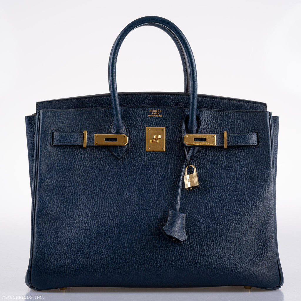 Hermes Birkin 35 Blue Saphire Ardennes leather Gold Hardware - Z Circle - Exclusu