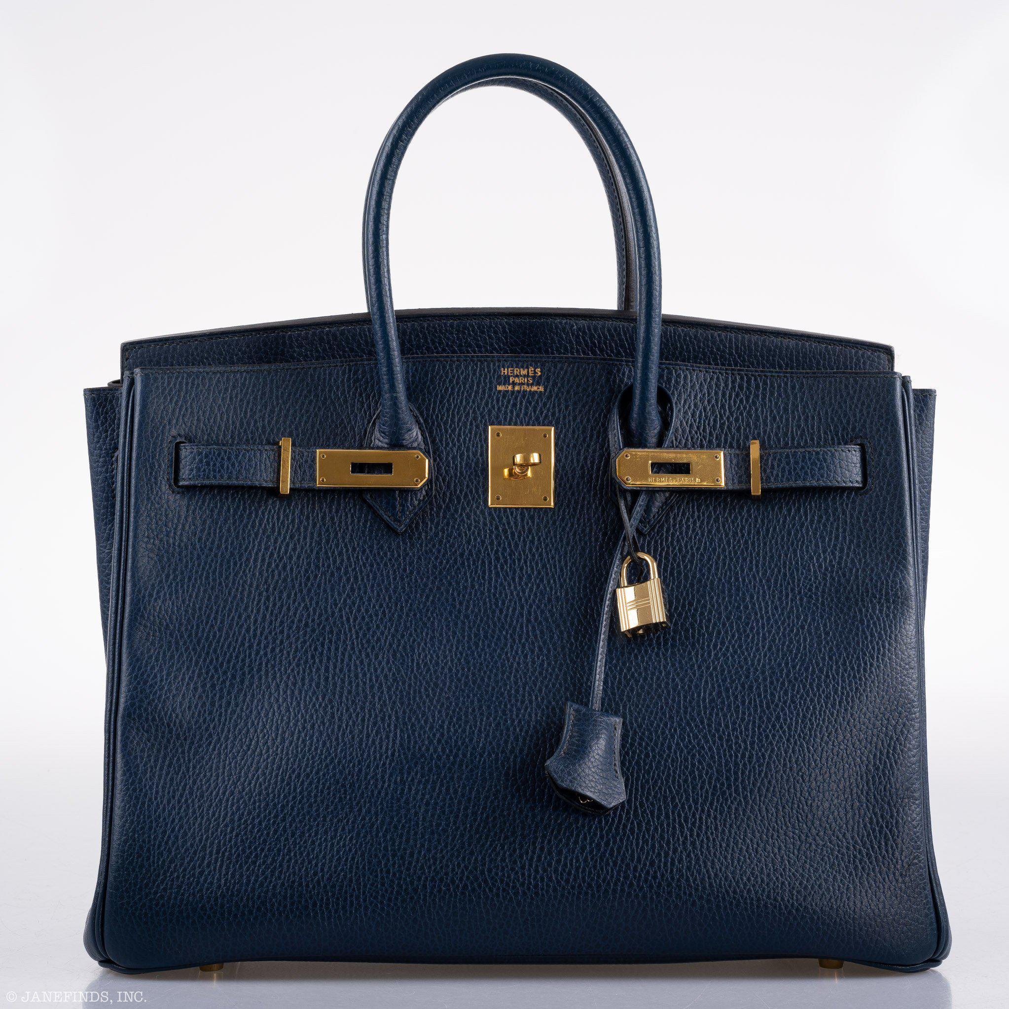 Hermes Birkin 35 Blue Saphire Ardennes leather Gold Hardware - Z Circle - Exclusu