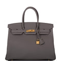 Hermes Birkin 35 Etain Togo Gold Hardware - Exclusu