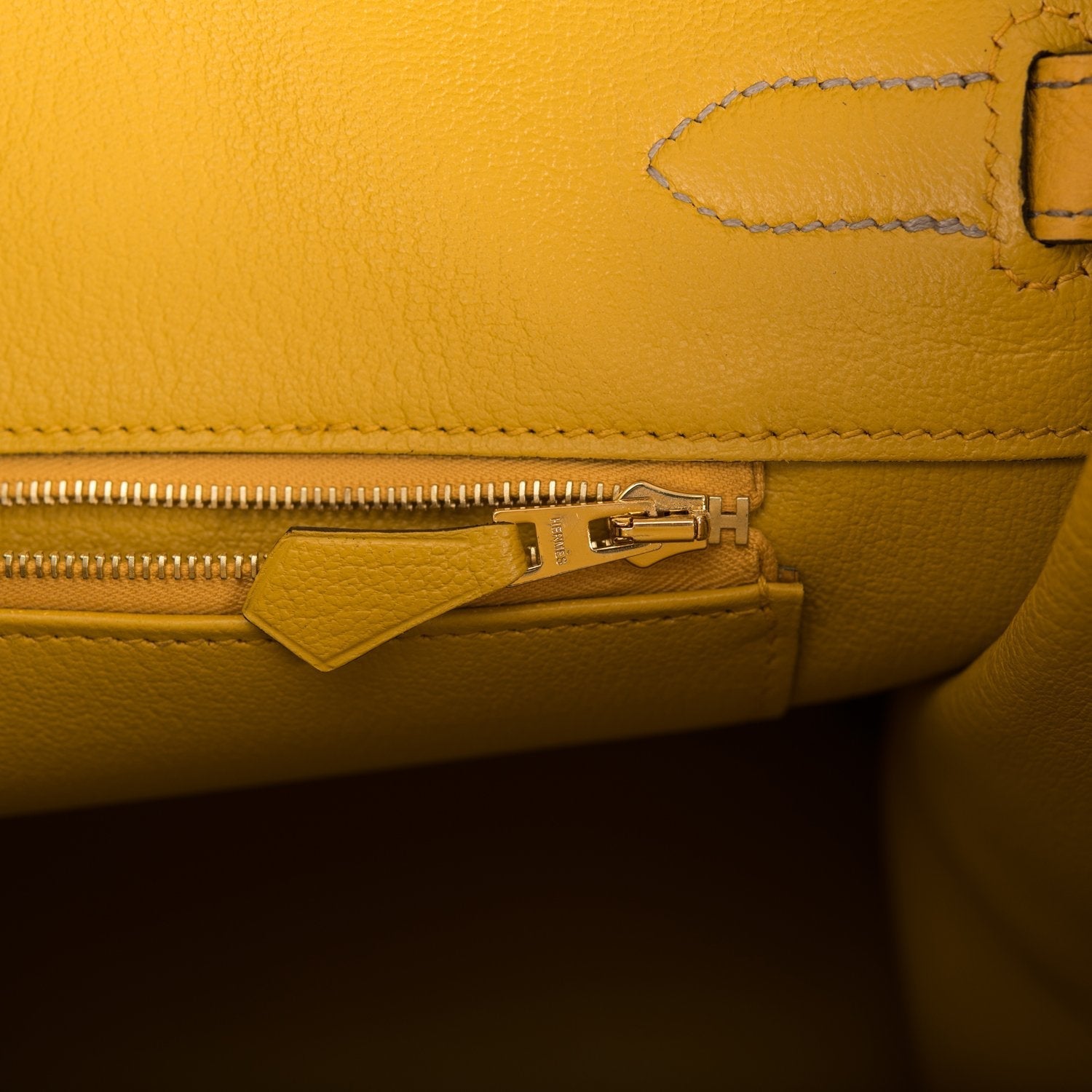 Hermes Birkin 35 Etoupe and Jaune Ambre Togo Brushed Gold Hardware - Exclusu
