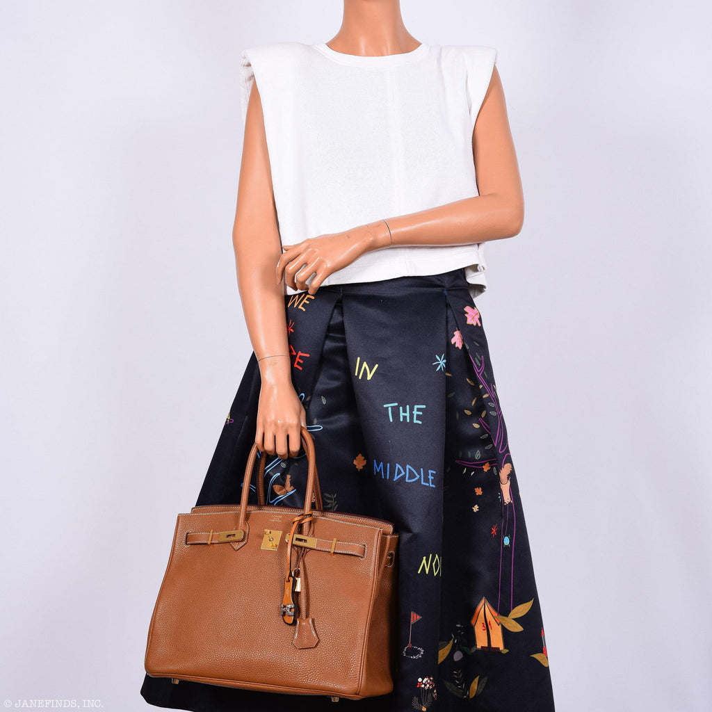 Hermes Birkin 35 Gold Togo Gold Hardware - Square O - Exclusu