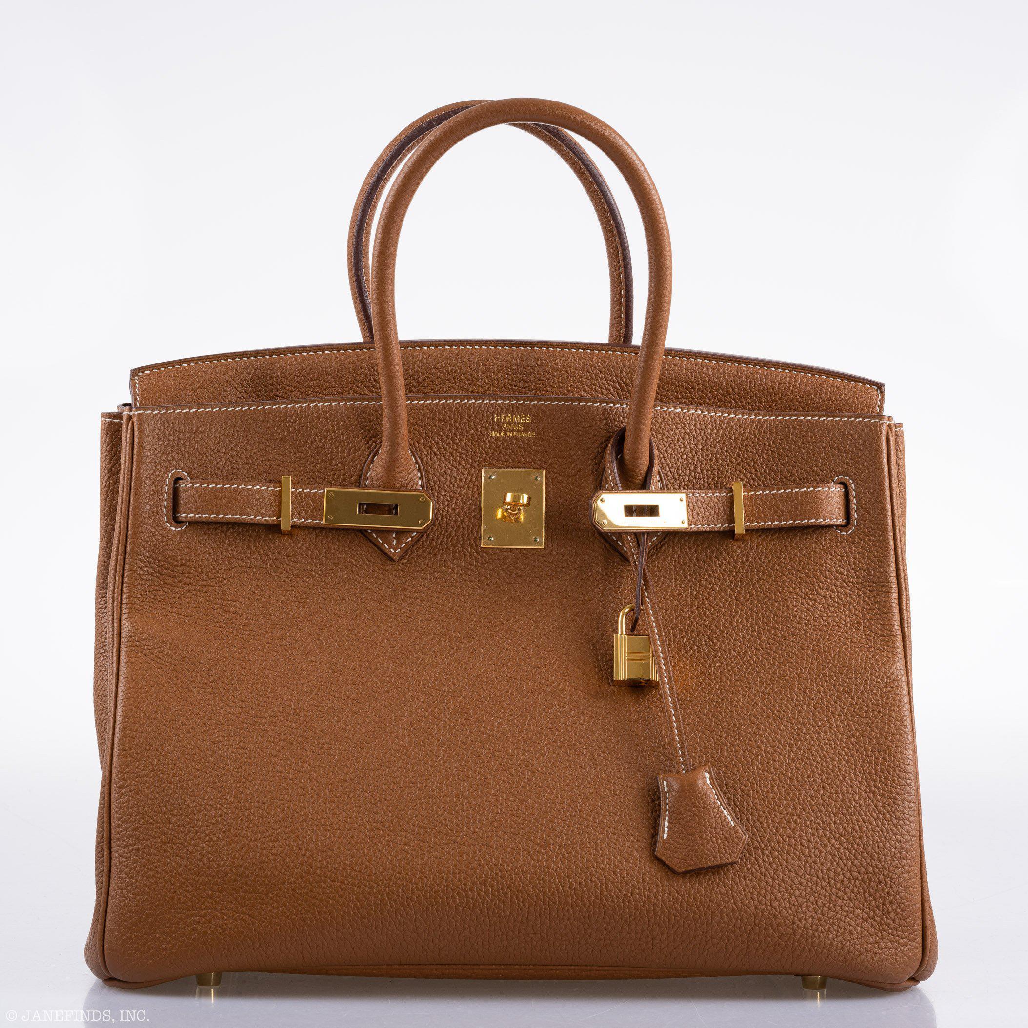 Hermes Birkin 35 Gold Togo Gold Hardware - Square O - Exclusu
