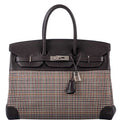 Hermes Birkin 35 Togo And Plaid Wool Lainage Palladium Hardware -Runway Bag - Exclusu