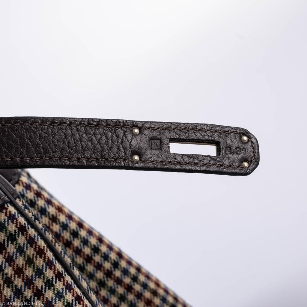 Hermes Birkin 35 Togo And Plaid Wool Lainage Palladium Hardware -Runway Bag - Exclusu