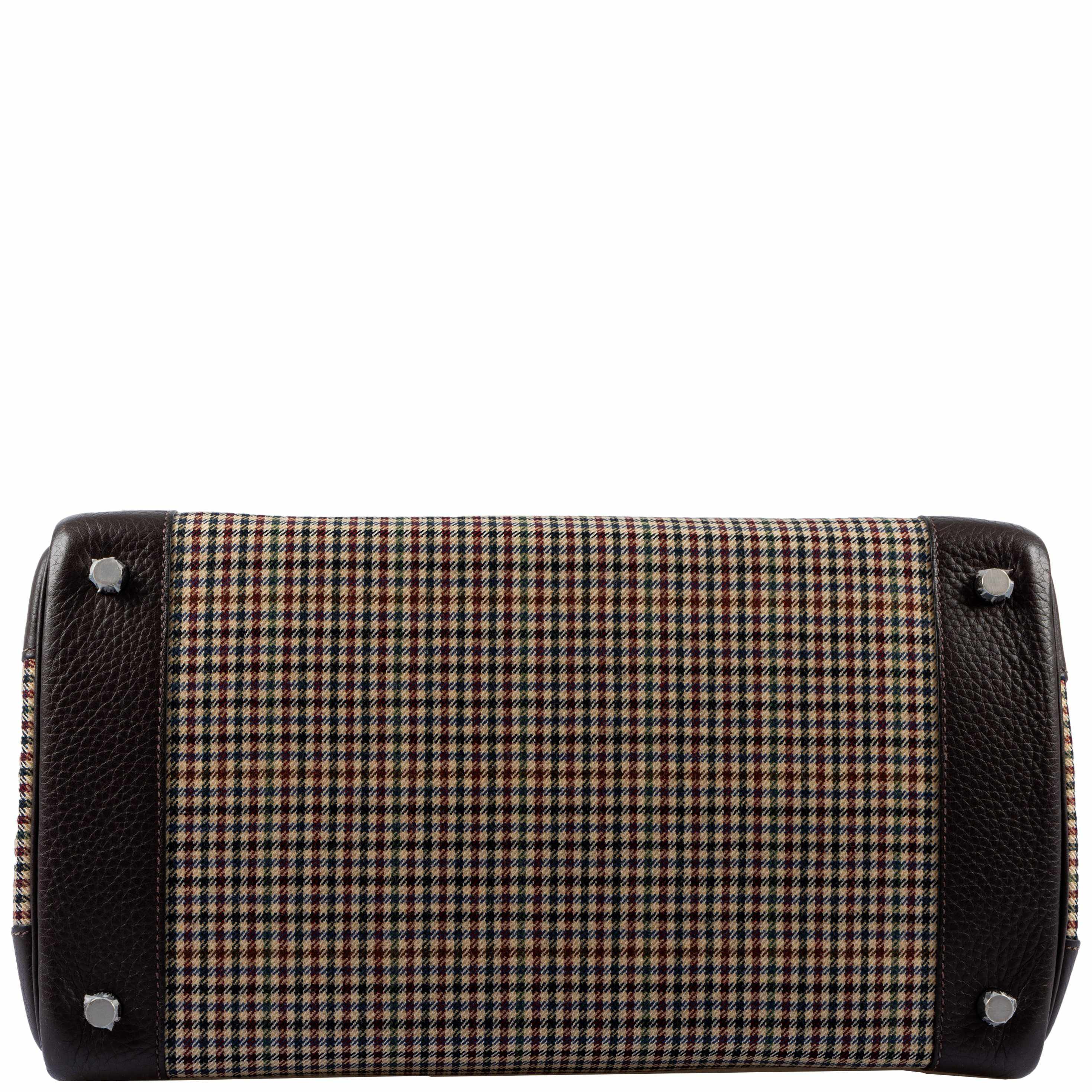 Hermes Birkin 35 Togo And Plaid Wool Lainage Palladium Hardware -Runway Bag - Exclusu