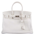 Hermes Birkin 35 White Clemence leather Palladium Hardware - N Square - Exclusu