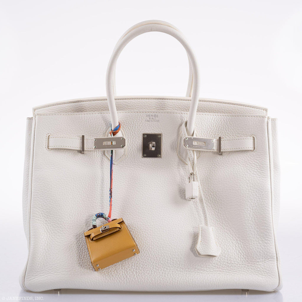 Hermes Birkin 35 White Clemence leather Palladium Hardware - N Square - Exclusu