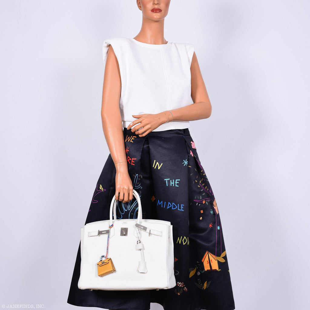 Hermes Birkin 35 White Clemence leather Palladium Hardware - N Square - Exclusu