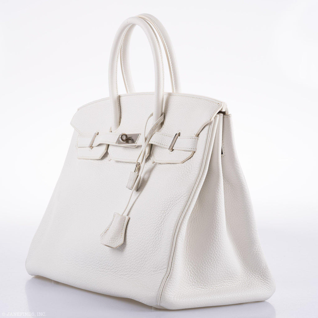 Hermes Birkin 35 White Clemence leather Palladium Hardware - N Square - Exclusu