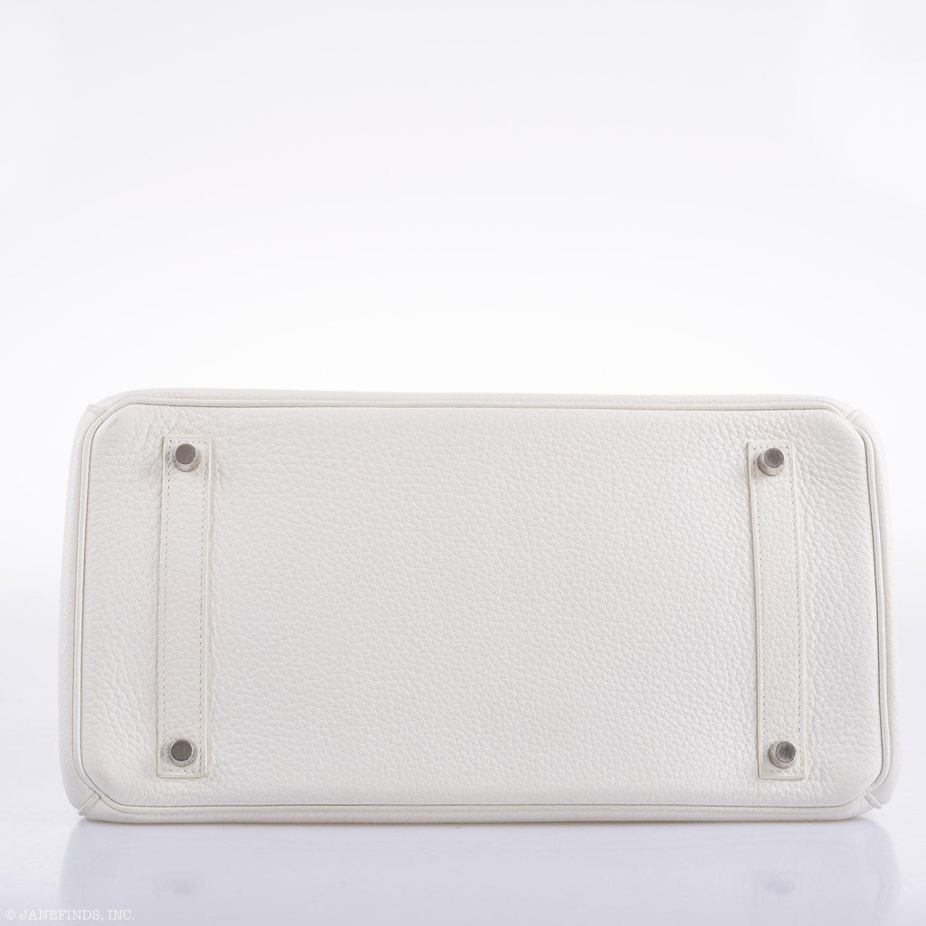 Hermes Birkin 35 White Clemence leather Palladium Hardware - N Square - Exclusu