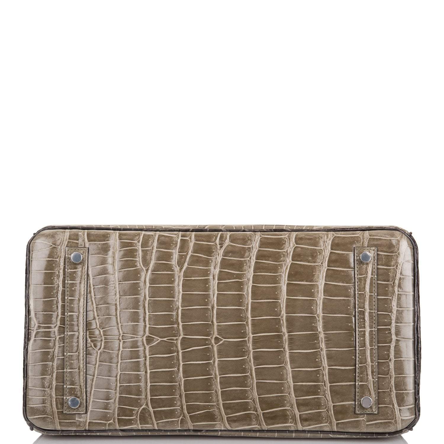 Hermes  Birkin 35cm Bi-Color Gris Tourterelle and Graphite Shiny Porosus Crocodile Brushed Palladium Hardware - Exclusu