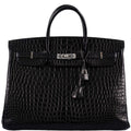 Hermes Birkin 40 Black Matte Porosus Crocodile Palladium Hardware - Exclusu