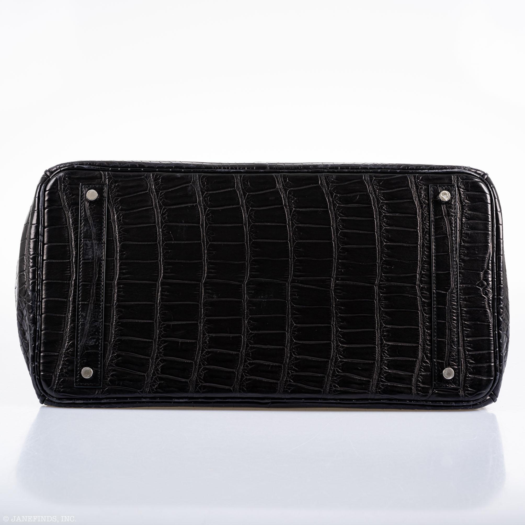 Hermes Birkin 40 Black Matte Porosus Crocodile Palladium Hardware - Exclusu