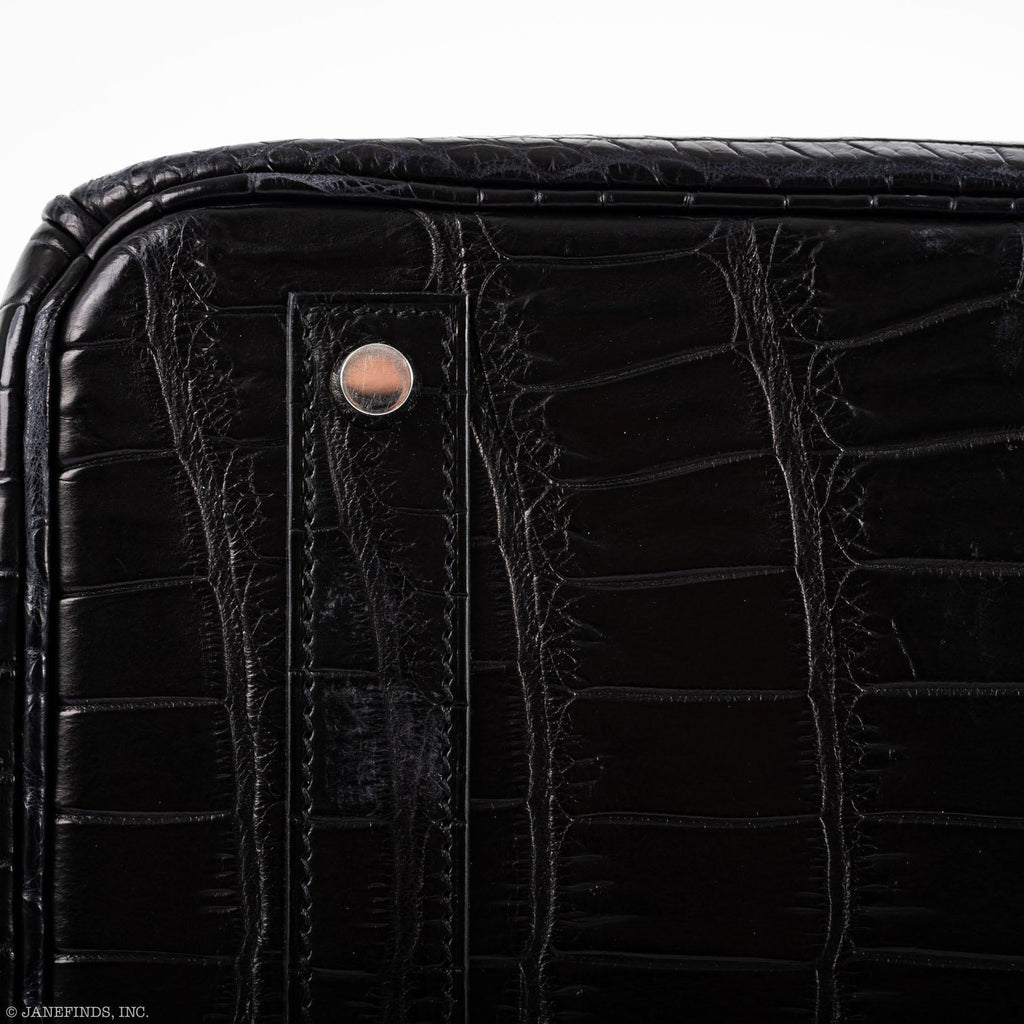 Hermes Birkin 40 Black Matte Porosus Crocodile Palladium Hardware - Exclusu