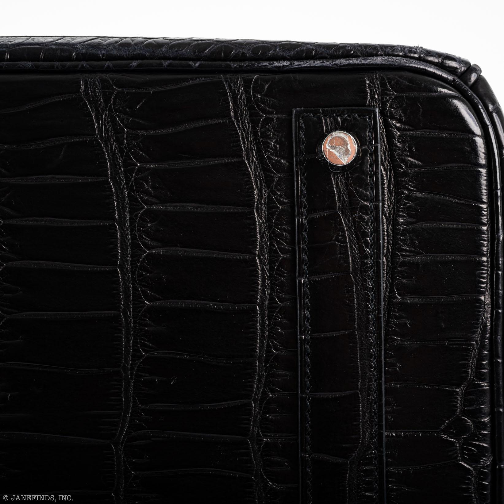 Hermes Birkin 40 Black Matte Porosus Crocodile Palladium Hardware - Exclusu