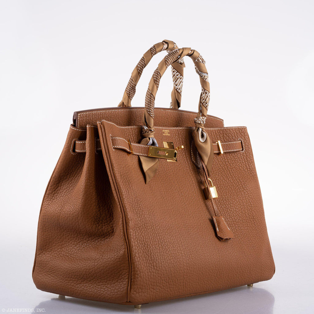 Hermes Birkin 40 Gold Fjord Leather Gold Hardware - Square L - Exclusu