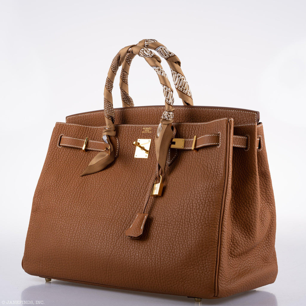 Hermes Birkin 40 Gold Fjord Leather Gold Hardware - Square L - Exclusu